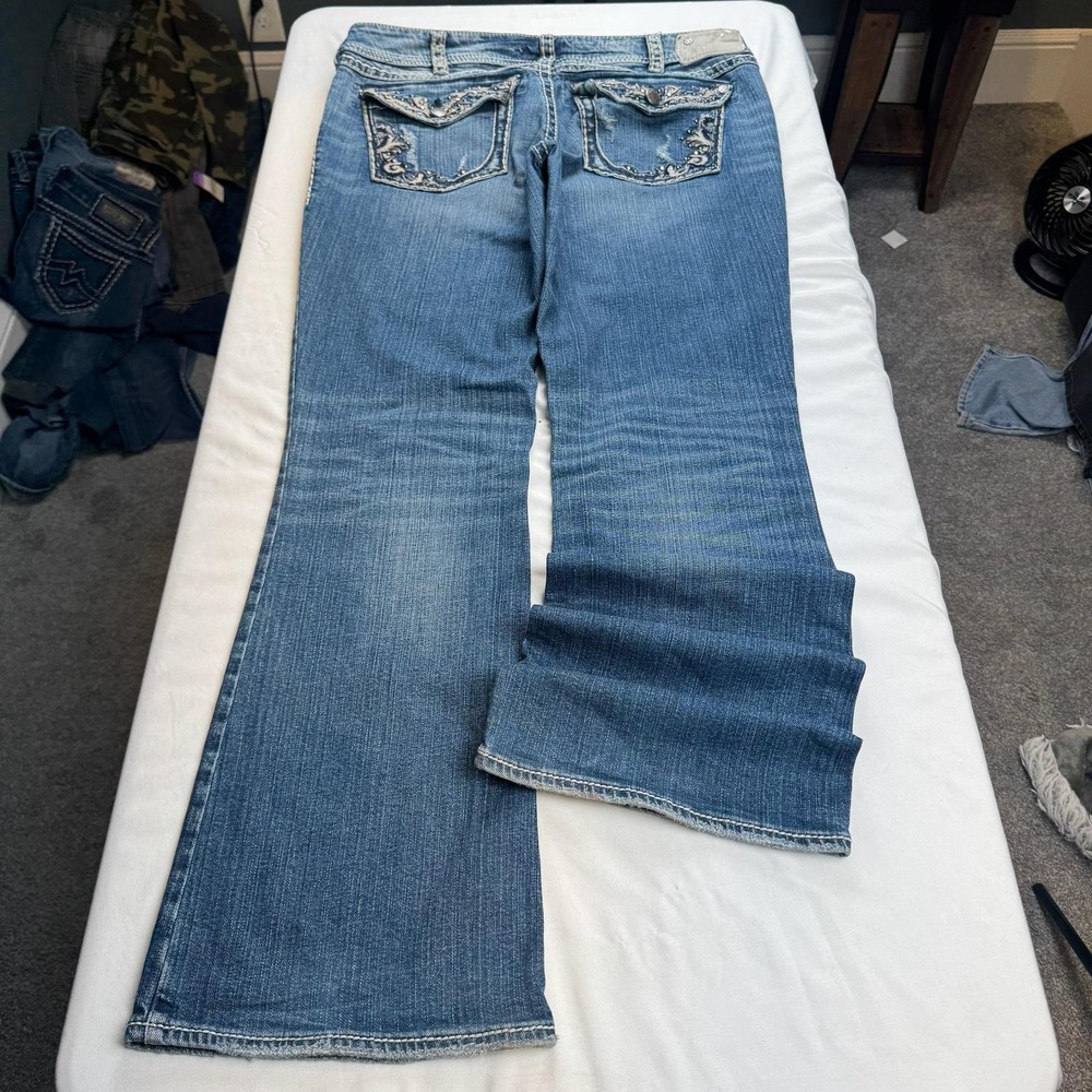 Silver Jeans Co Jeans Womens 33x32 Blue Med Wash Bootcut Embellished‎ Denim